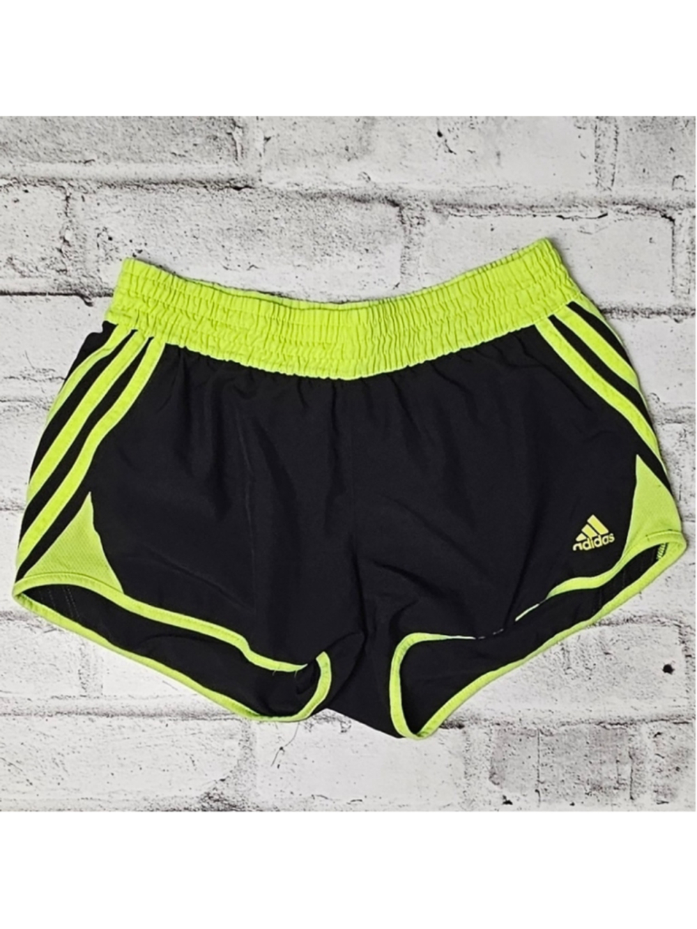 Adidas Womens Black Neon Green Running Shorts Small Athletic
